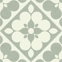 Retro Geometric Floral Quilt - sage green wallpaper