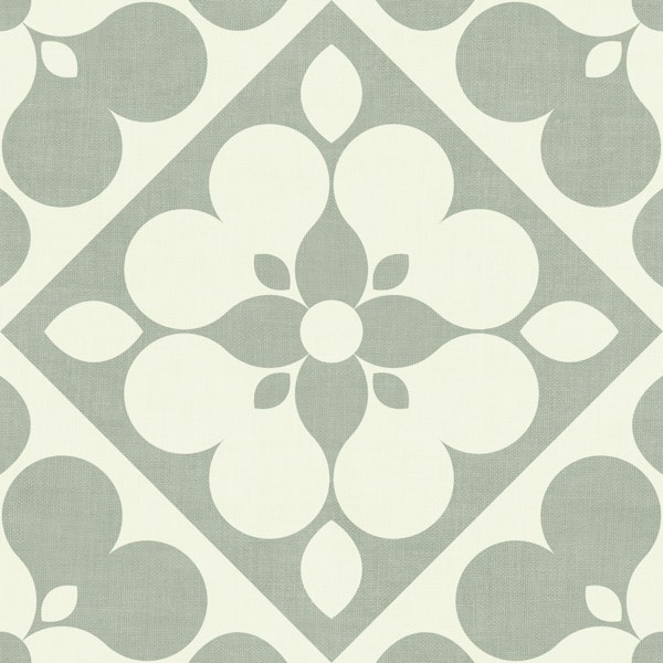 Retro Geometric Floral Quilt - sage green