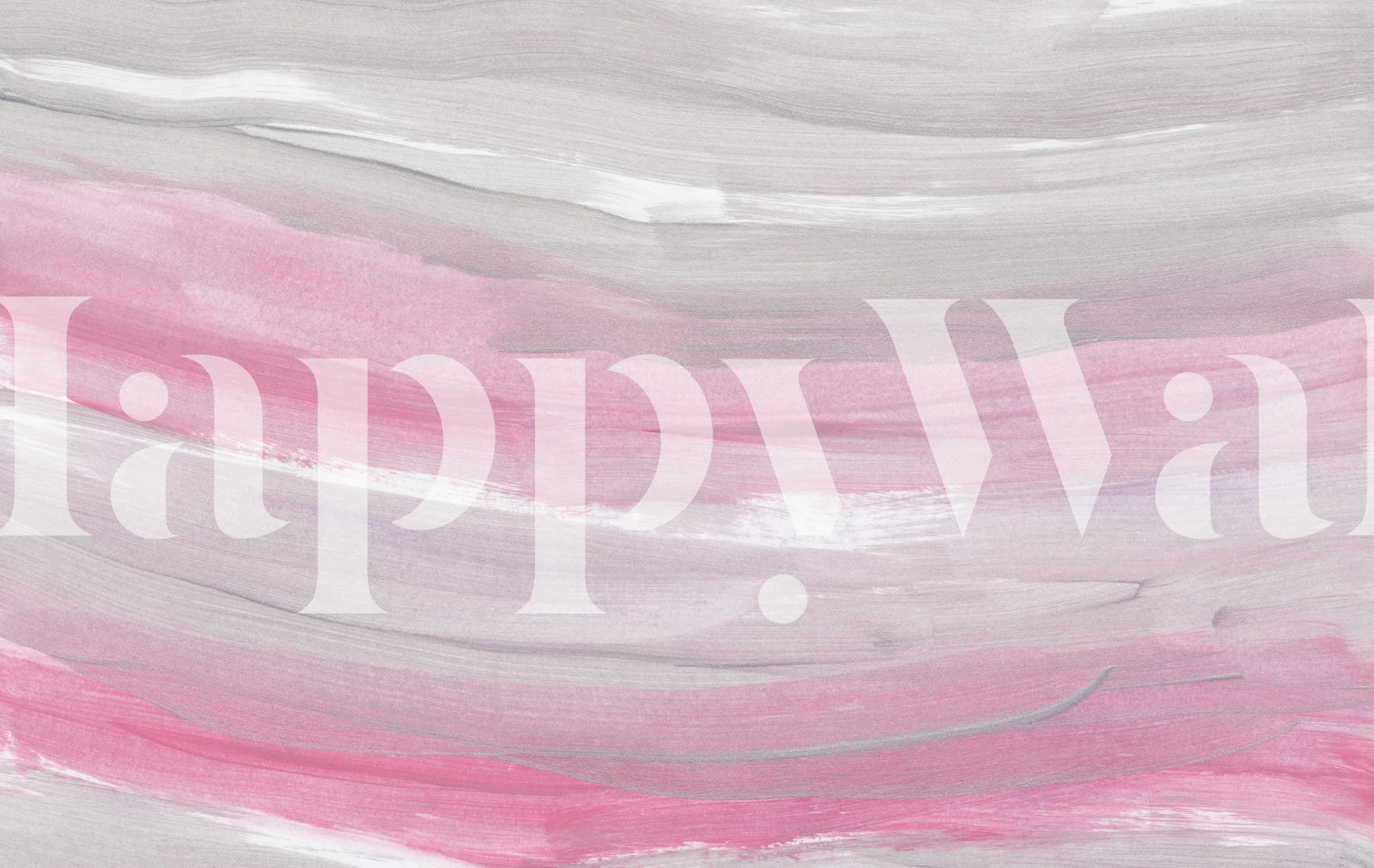 Blush and Gray Brushstroke Waves wallpaper in room