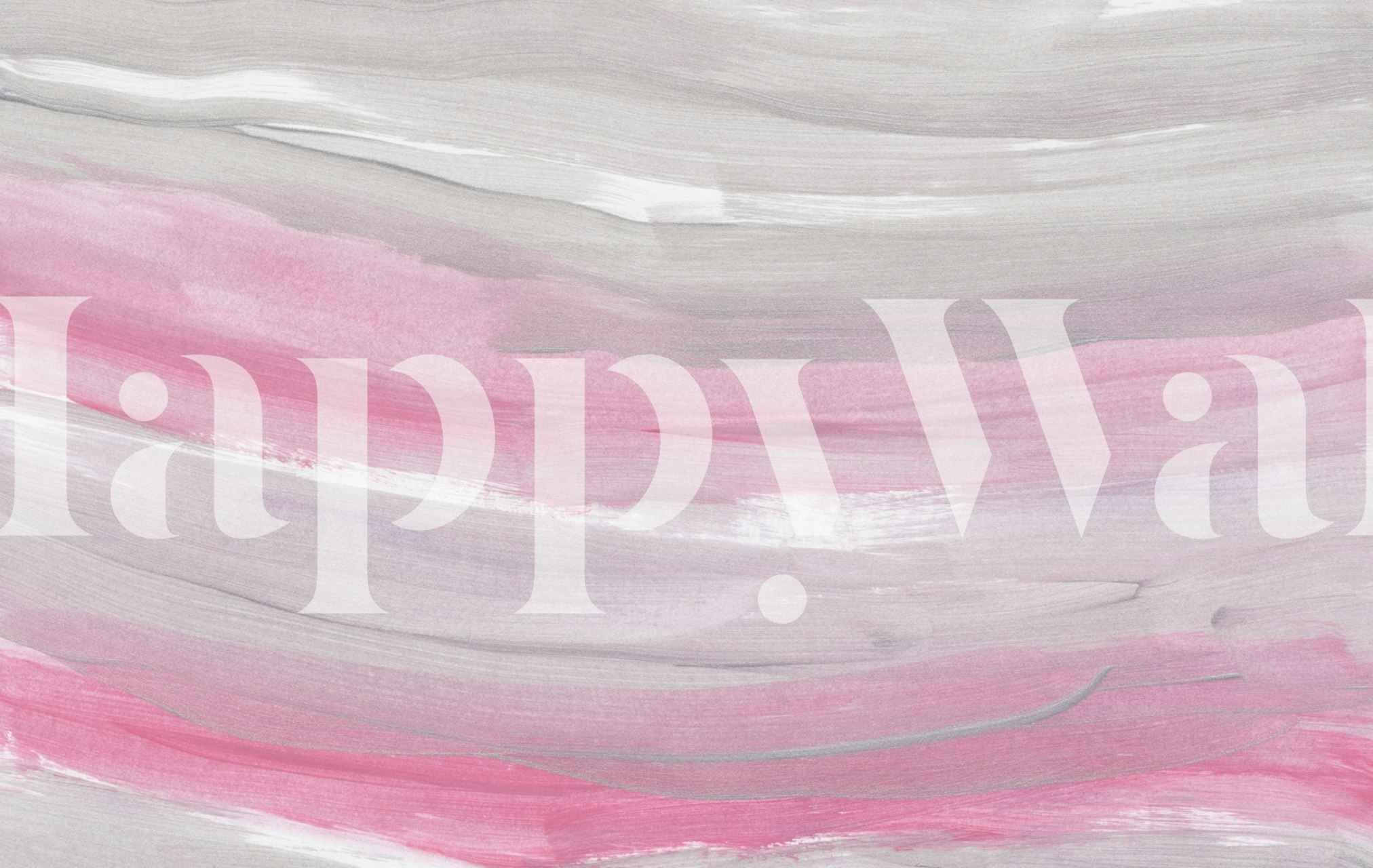 Blush and Gray Brushstroke Waves wallpaper in room