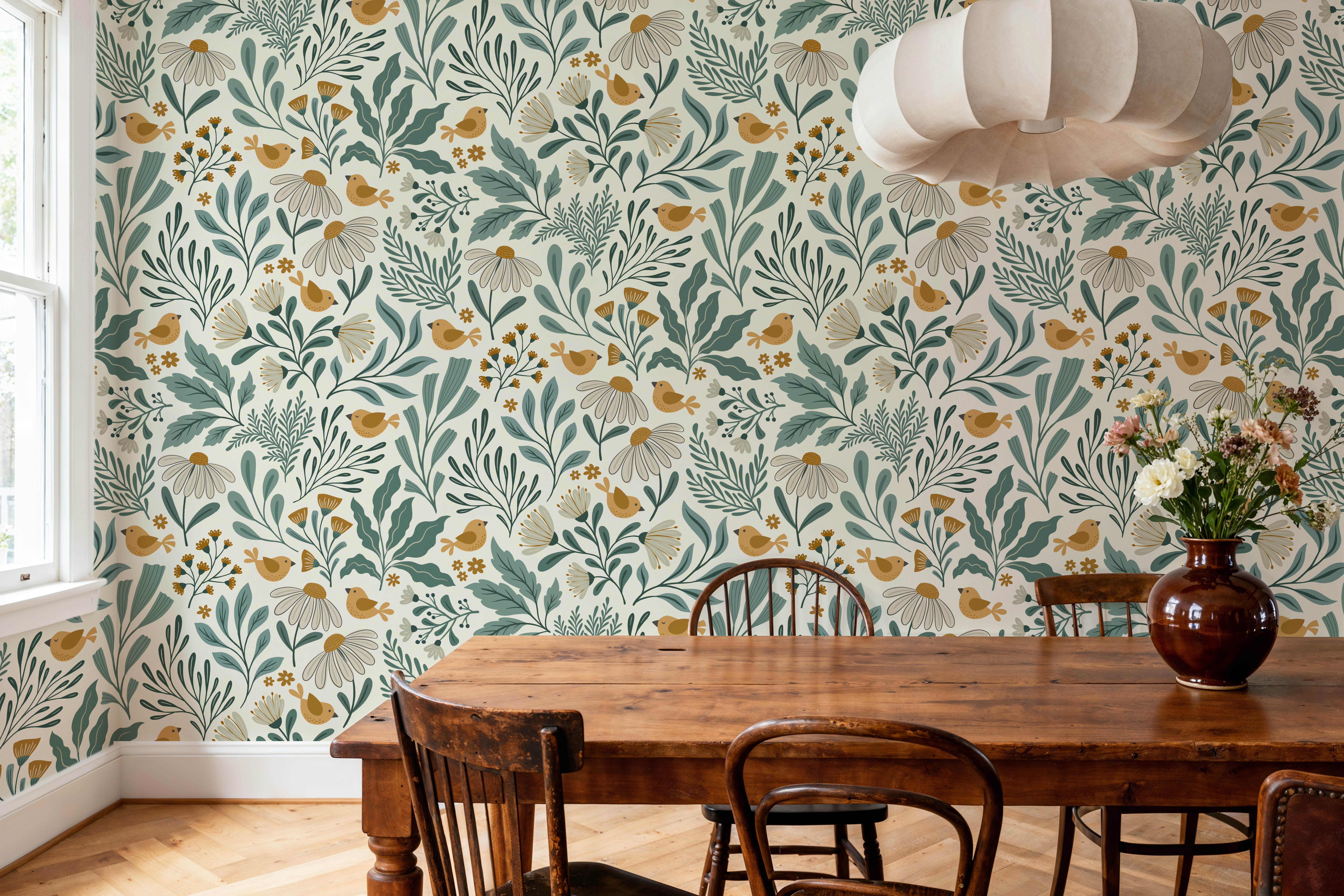 boho garden - earthy - green and tan