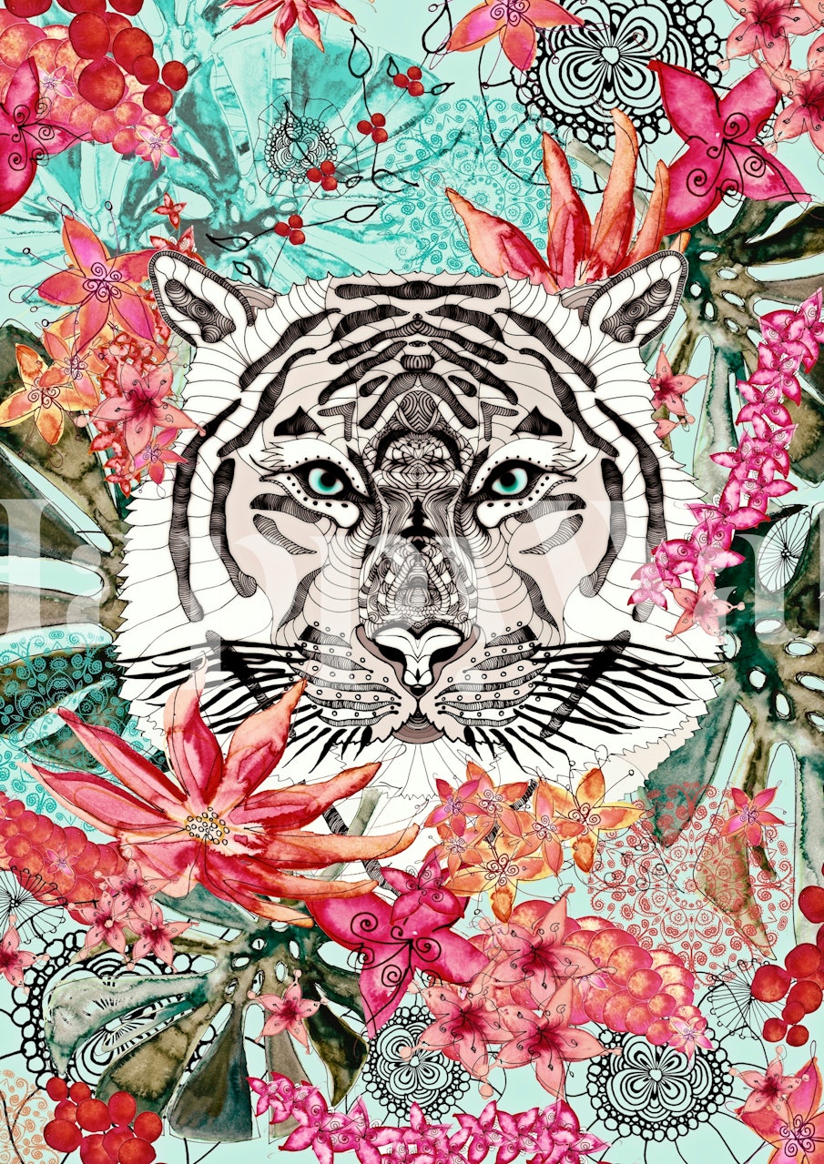 Tiger and Blossoms wallpaper in a room