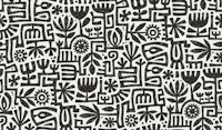 garden maze block print - black and white tapetit