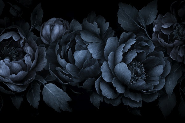 Dark Academia Flowers Midnight Blue