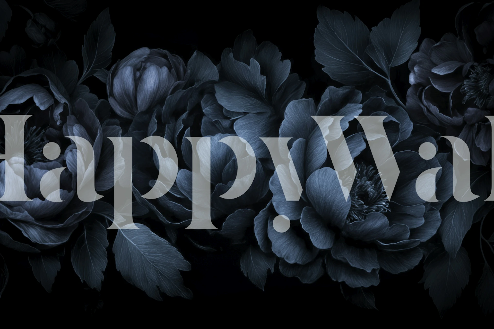 Dark Academia Flowers Midnight Blue wallpaper on a wall