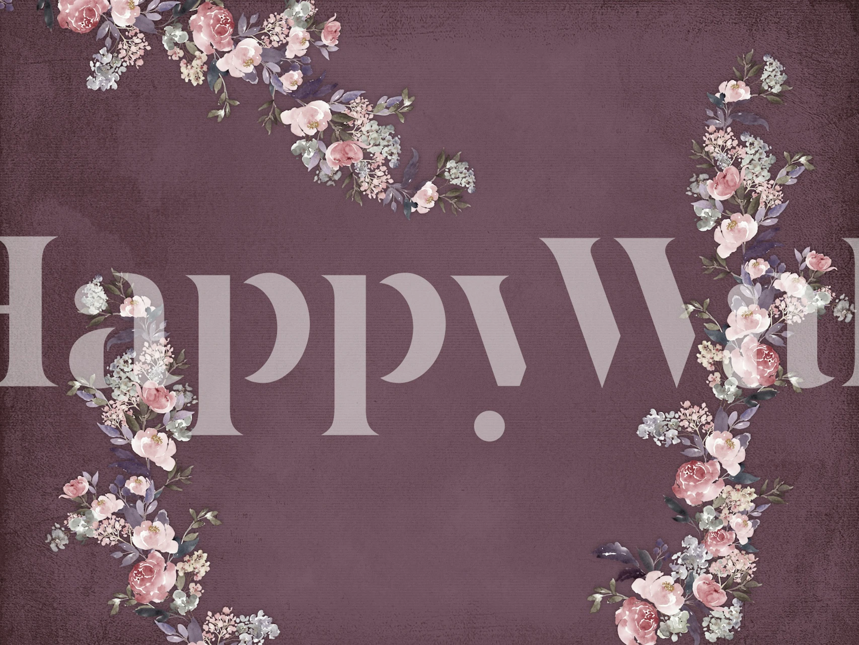 Burgundy Blossom Bliss floral wallpaper in a room