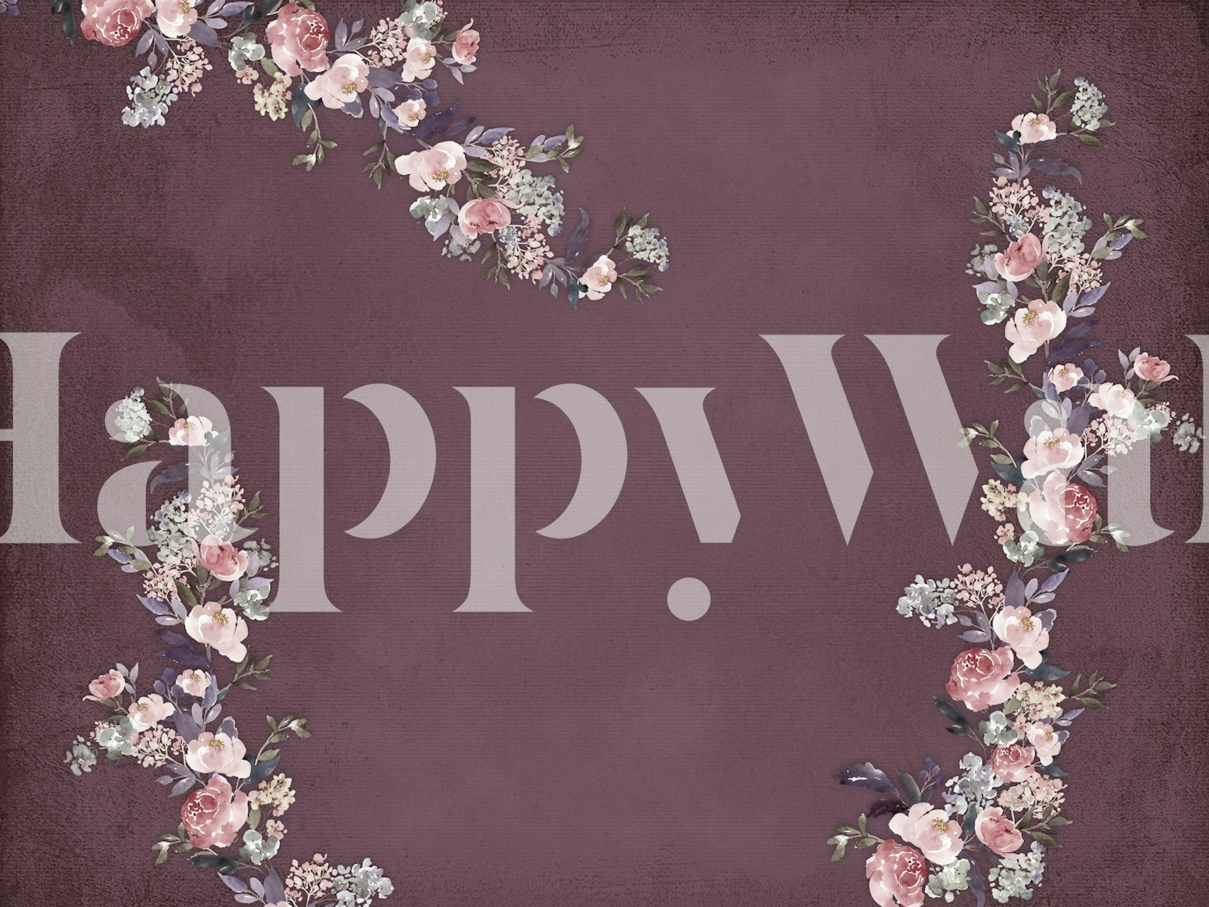 Burgundy Blossom Bliss floral wallpaper in a room