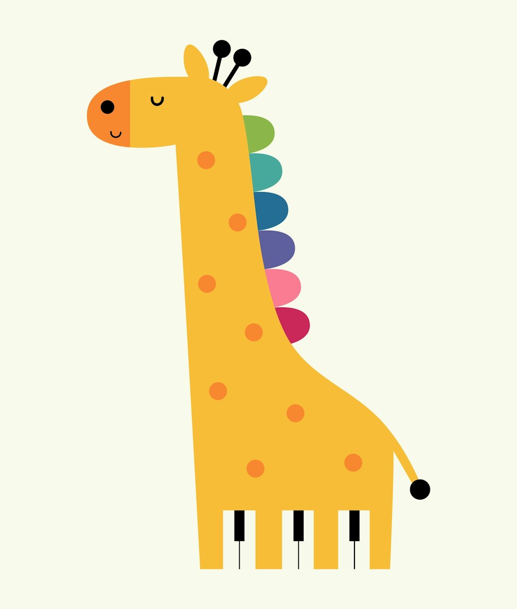 Giraffe Piano wallpaper - Happywall