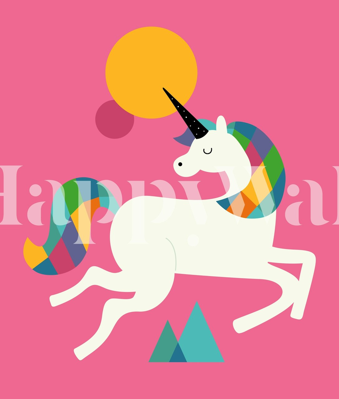 Kleurrijke unicorn behang voor de kinderkamer