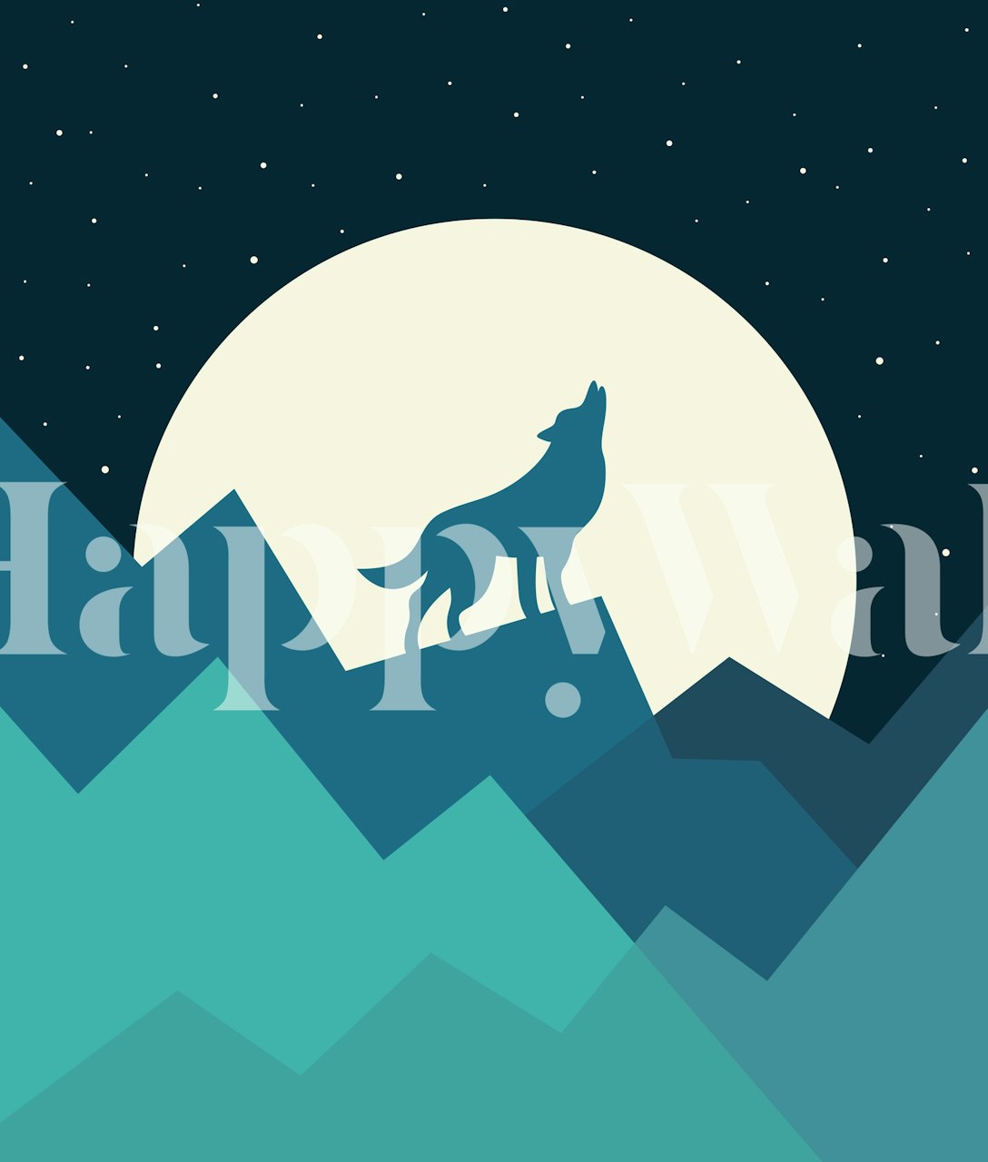 Sylwetka wilka na tle nocnego nieba tapeta