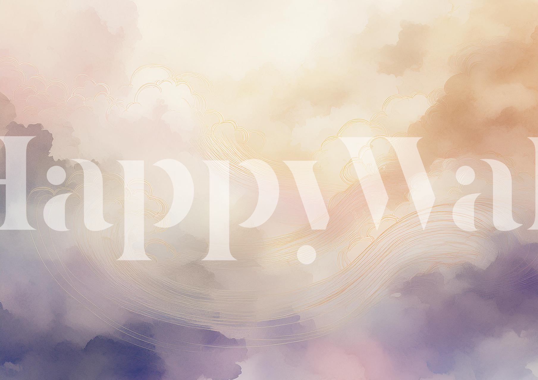 Pastel clouds in soft pink, purple, and cream tones wallpaper