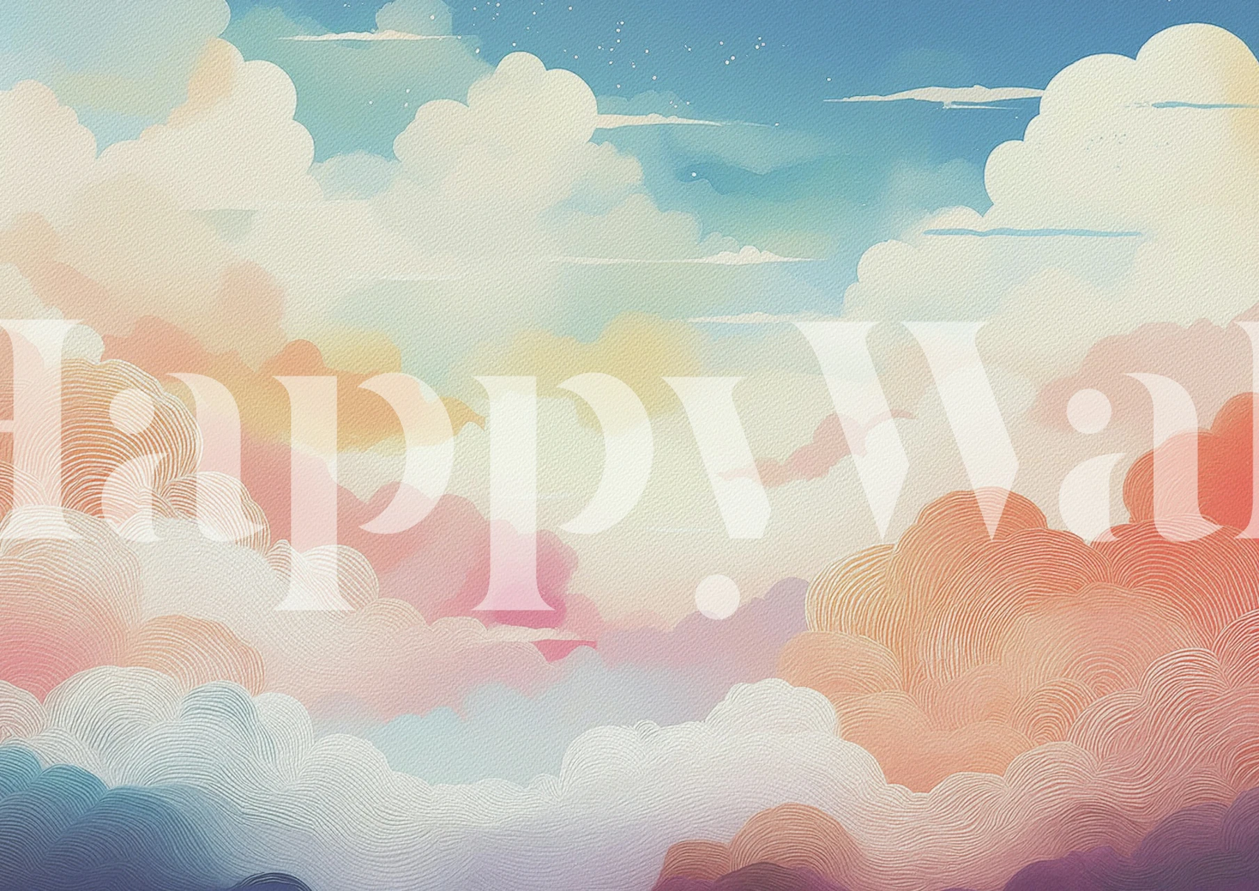 Cotton Candy Clouds wallpaper in a room