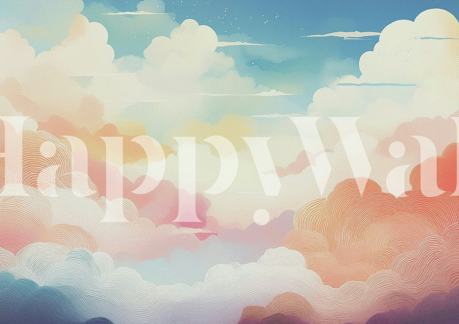 Cotton Candy Clouds wallpaper in a room