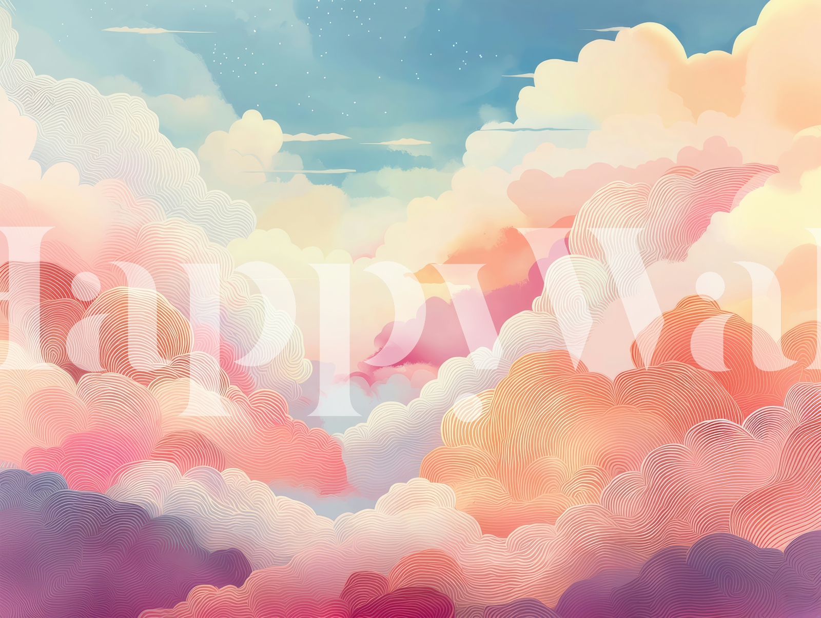 Cotton Candy Clouds wallpaper in a room
