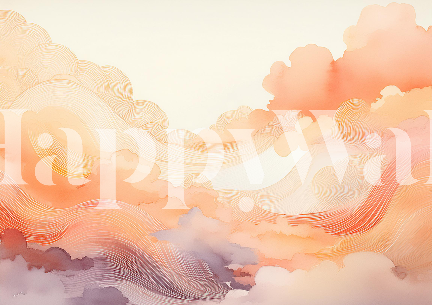 Coral Dream Swirls wallpaper in a room