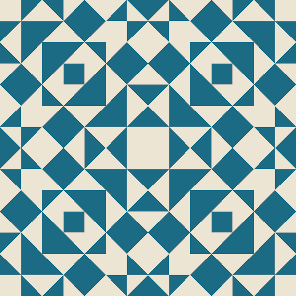 Victorian tiles patchwork - teal and oatmeal
