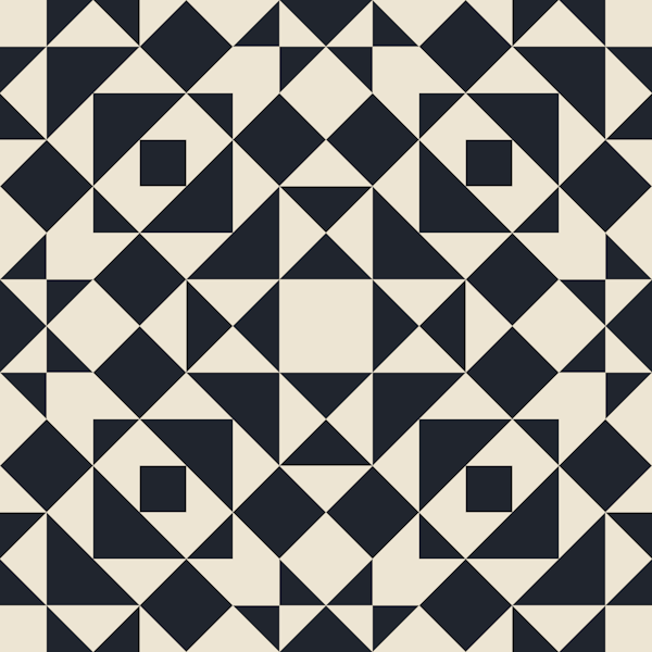 Victorian tiles patchwork - black and oatmeal