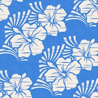 Hawaiian Block Print Hibiscus Azure WM tapete