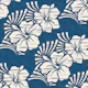 Hawaiian Block Print Hibiscus Flowers Blue WM