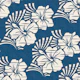 Hawaiian Block Print Hibiscus Flowers Blue WP