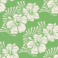 Hawaiian Block Print Hibiscus Green WM tapete