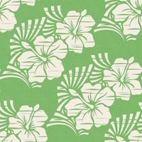 Hawaiian Block Print Hibiscus Green WP papel de parede