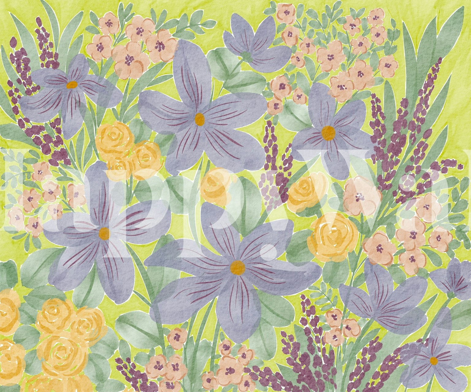 Floral wallpaper design with colorful flowers