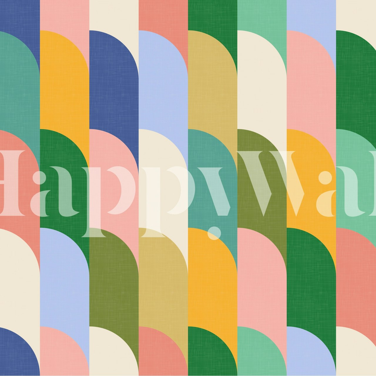 Geometric shapes in pink, blue, green, and yellow wallpaper