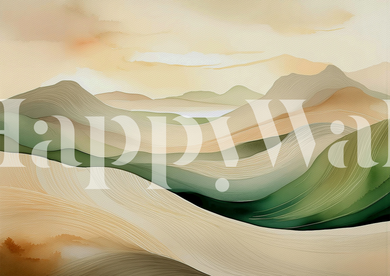 Gentle Earthy Waves wallpaper in a room