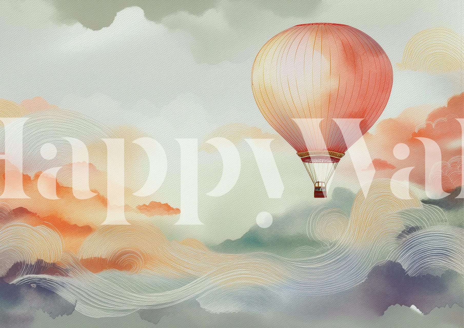 Dreamy Balloon Journey wallpaper in a room