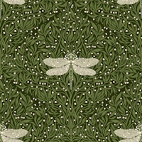 leaves and flowers in green and black papiers peint
