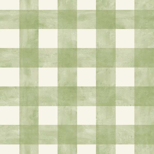 Sage green Watercolor Gingham.Vicky check