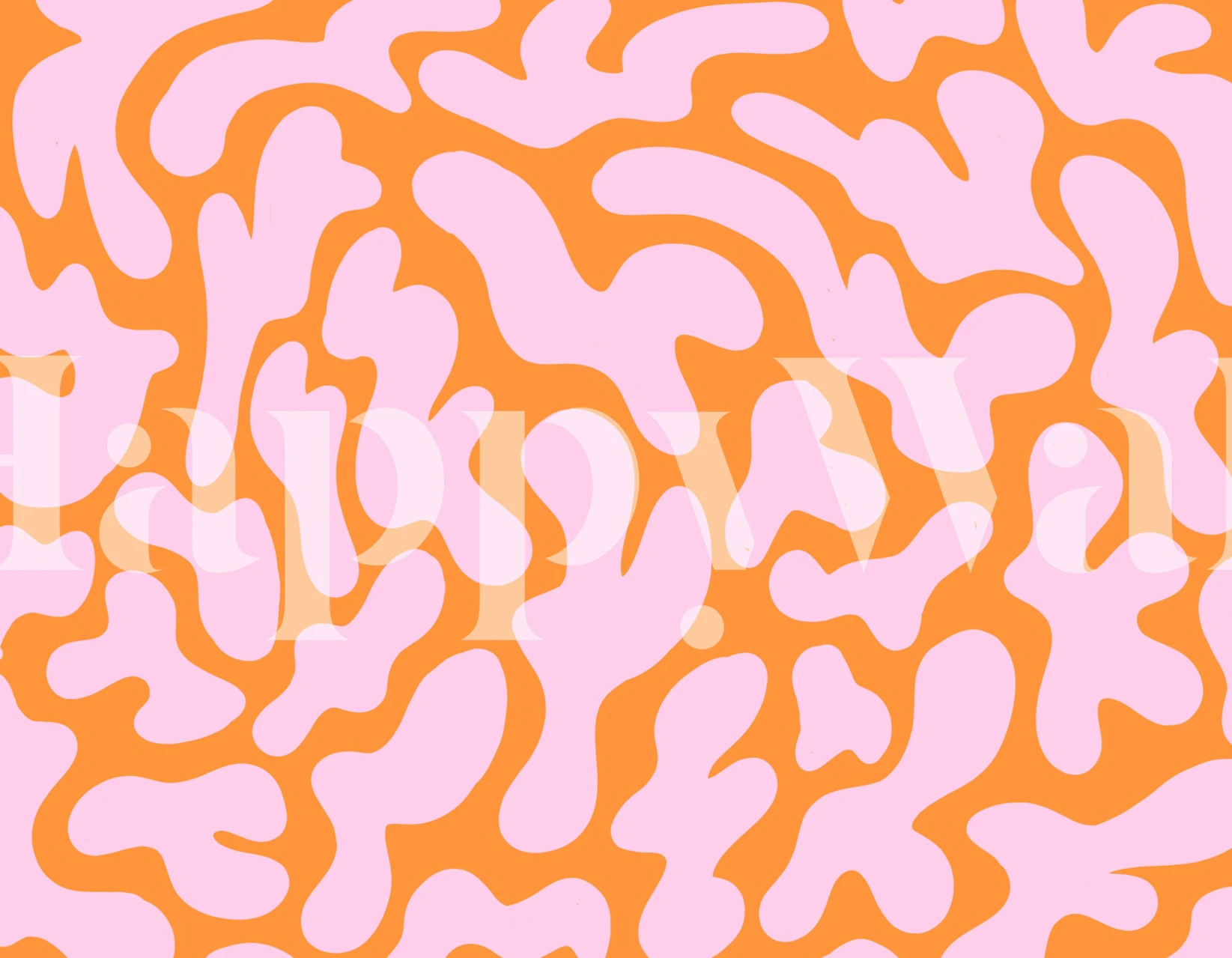 Tangerine Swirl Art behang in een kamer setting