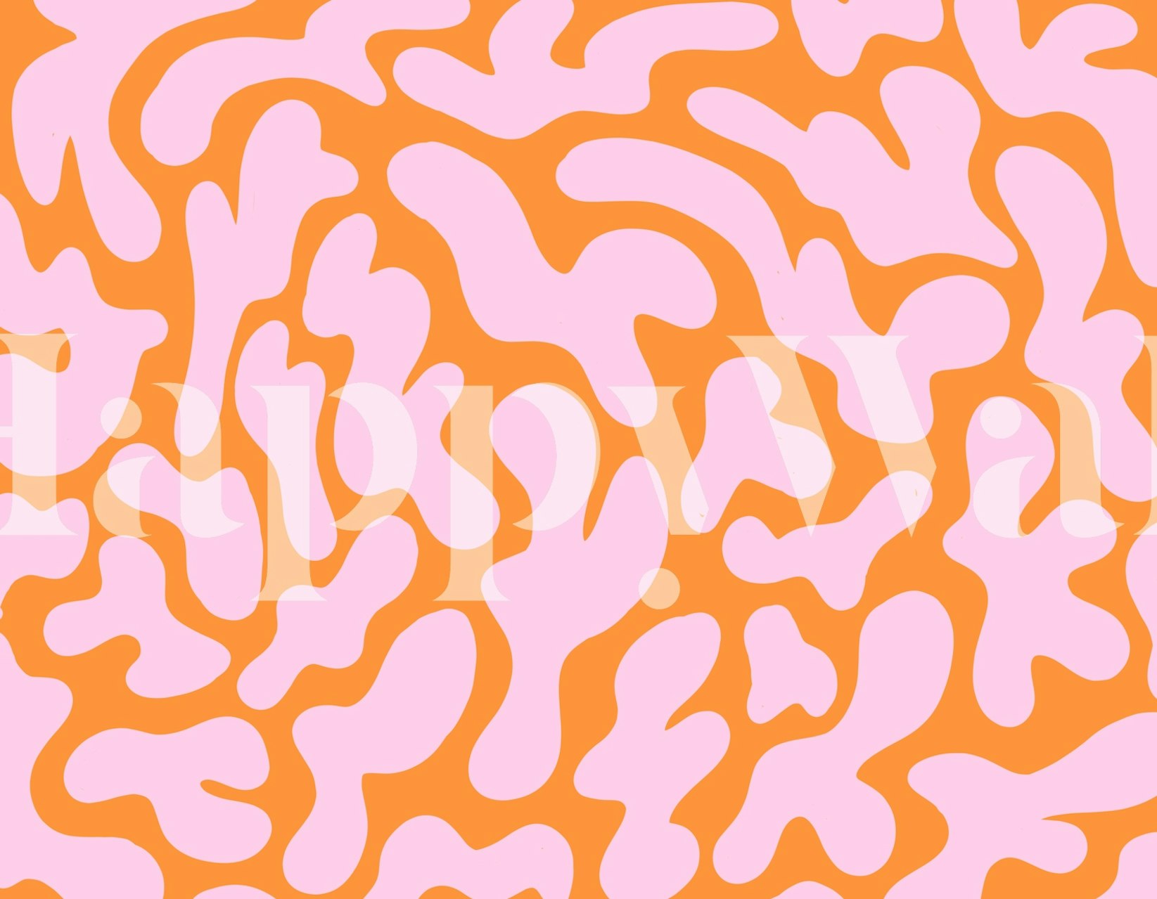 Tapeta Tangerine Swirl Art u postavci sobe