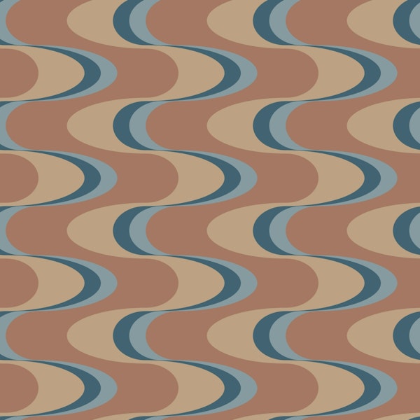 Swizzle Retro Wavy Stripes Mocha Mousse Brown