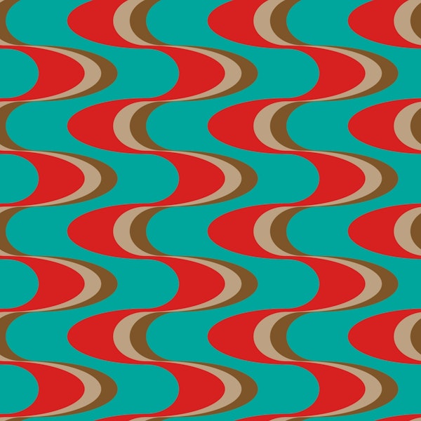 Swizzle Retro Wavy Stripes Turquoise Red