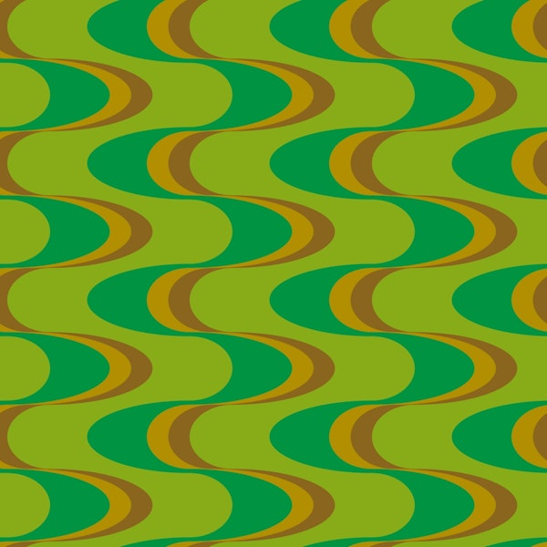 Swizzle Retro Wavy Stripes Lime Green Sepia