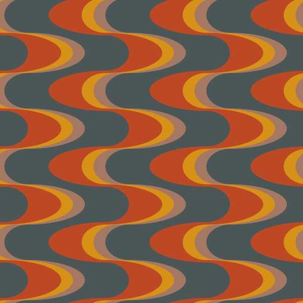 Swizzle Retro Wavy Stripes Navy Blue Rust