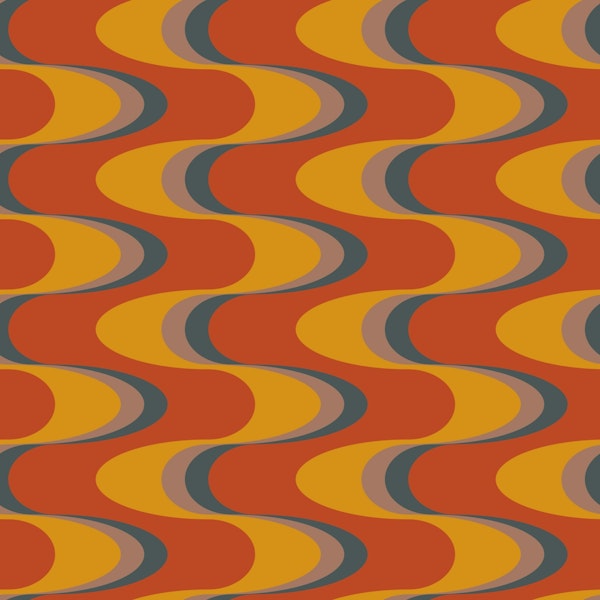 Swizzle Retro Wavy Stripes Rust Yellow