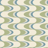 Swizzle Retro Wavy Stripes White Sage Green tapet