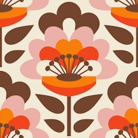 Sixties Flower Power / Orange Pink ταπετσαρία