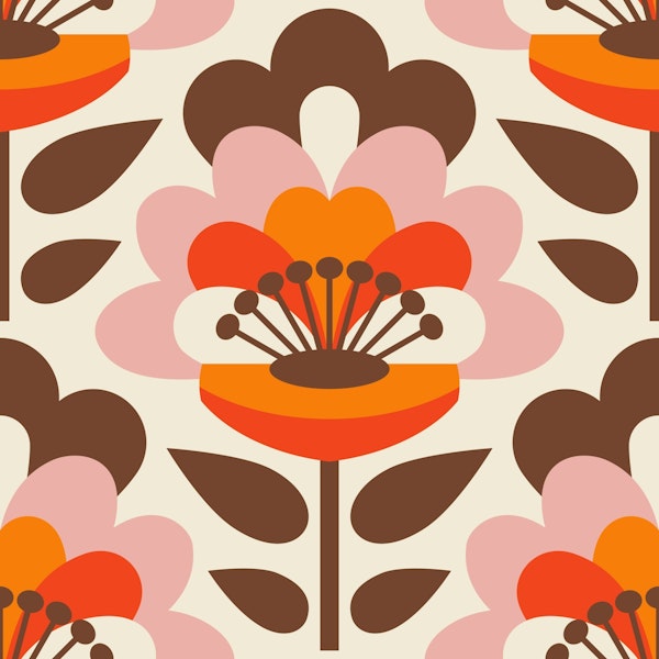 Sixties Flower Power / Orange Pink