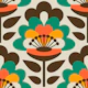 Sixties Flower Power / Green Orange