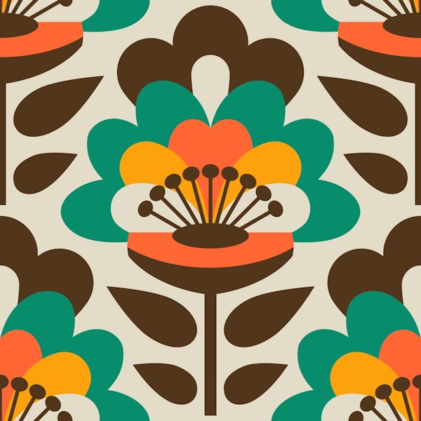 Sixties Flower Power / Green Orange