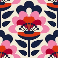 Sixties Flower Power / Red Pink ταπετσαρία