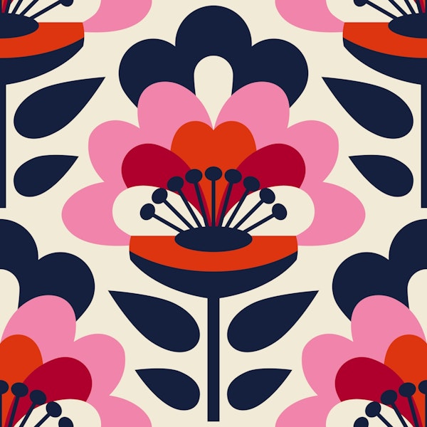 Sixties Flower Power / Red Pink