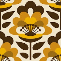 Sixties Flower Power / Yellow Brown papiers peint