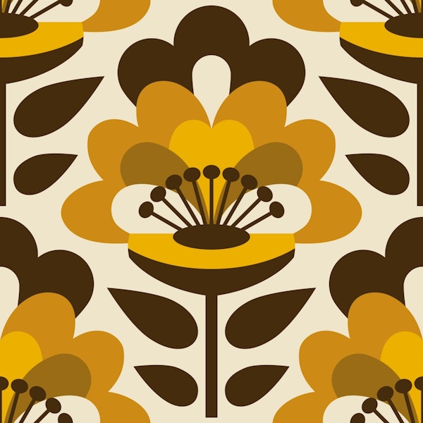 Sixties Flower Power / Yellow Brown