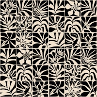 Minimalist Floral Tiles Black papiers peint