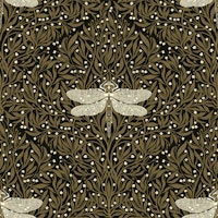 leaves and flowers in brown and black papiers peint